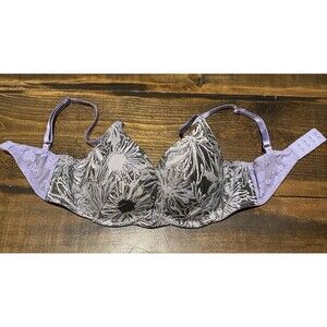 Victoria's Secret 32C *DREAM ANGELS* LINED DEMI BRA *Purple & Silver Floral*
